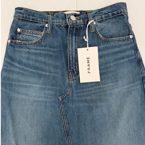 NWT FRAME The Dorothy Slowpoke Blue Denim A-Line Skirt Size 25 - Picture 4 of 13